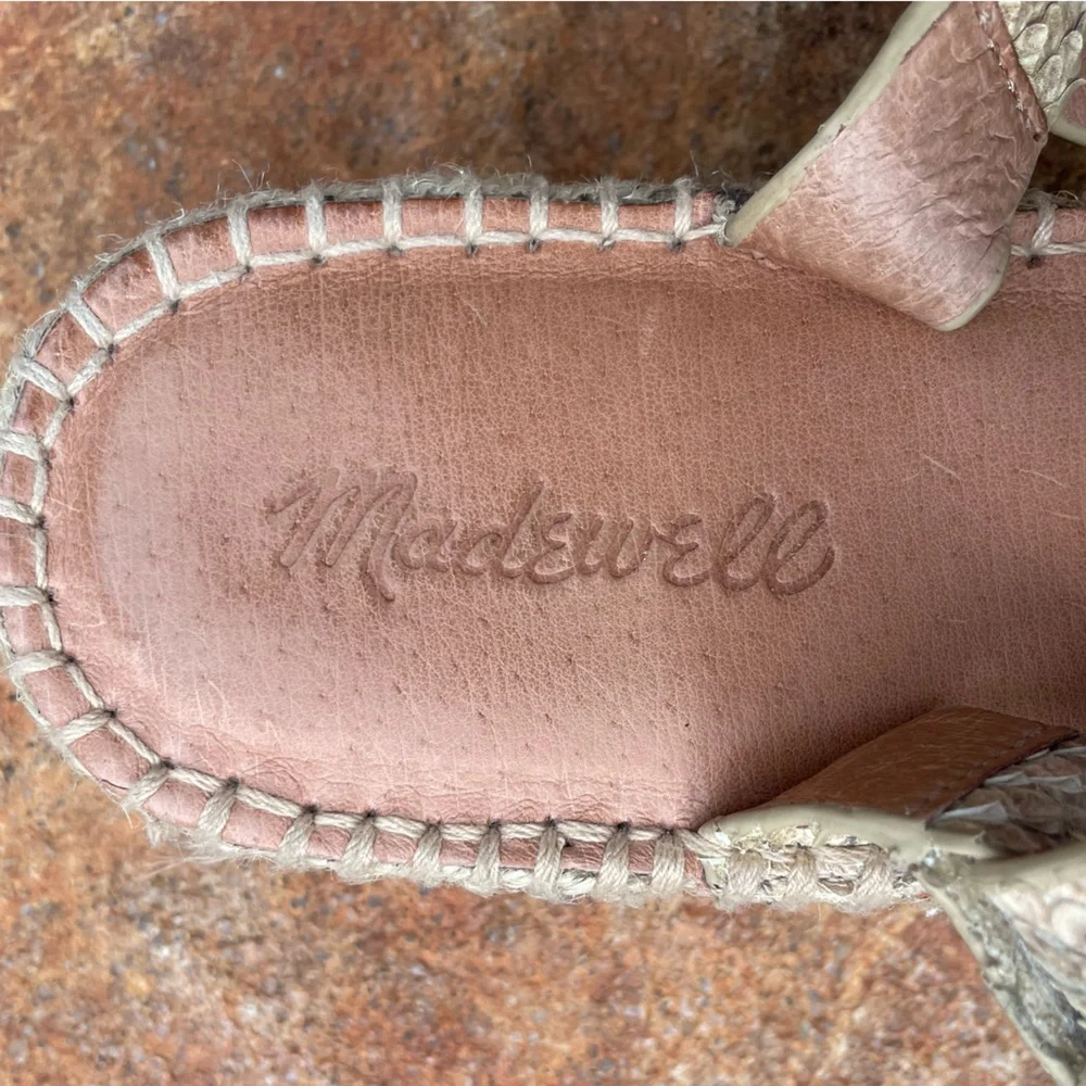 Madewell “Malia” Espadrille Sandal in Snake Embossed Leather
